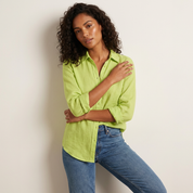 Dames Oversized Blouse met V-Hals – Luchtige Losvallende Pasvorm Groen / S - AIDA LENA