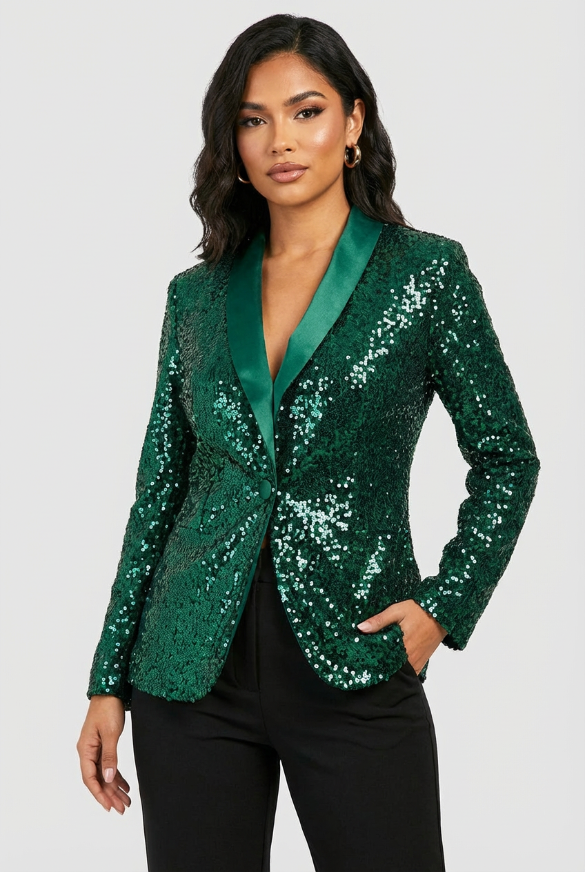 Dames Pailletten Blazer – Glanzend Model met Elegante Pasvorm - AIDA LENA