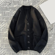 A men's knitted V-neck cardigan with buttons