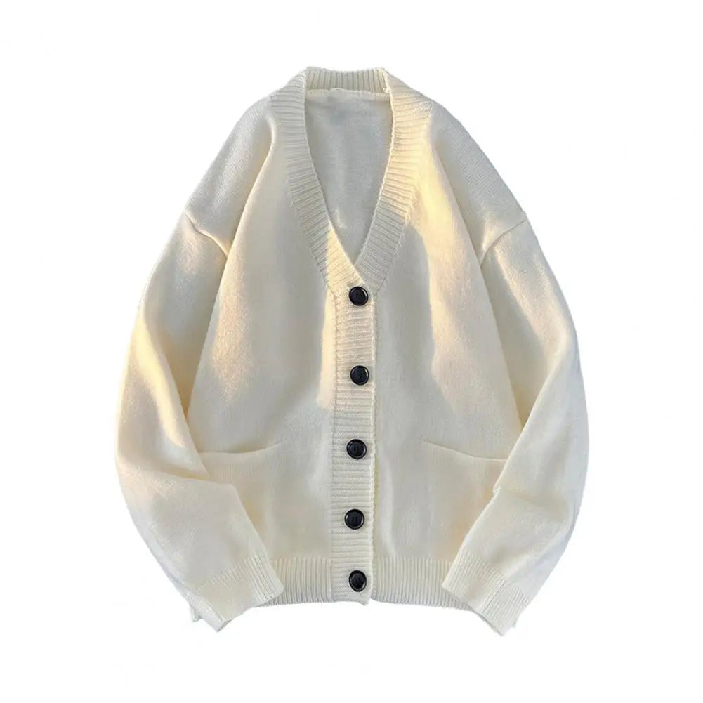 A men's knitted V-neck cardigan with buttons