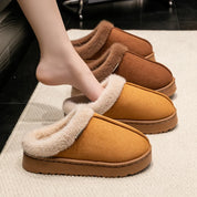 Warm women's slippers with thick, non-slip soles