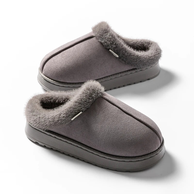 Warm women's slippers with thick, non-slip soles