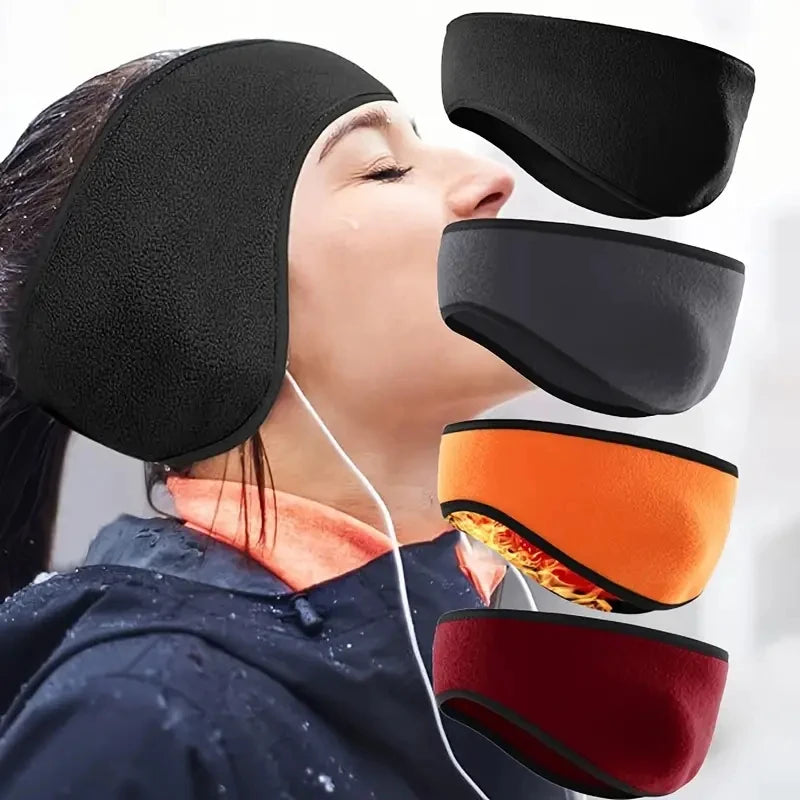 A unisex fleece ear-warmer headband with windproof protection