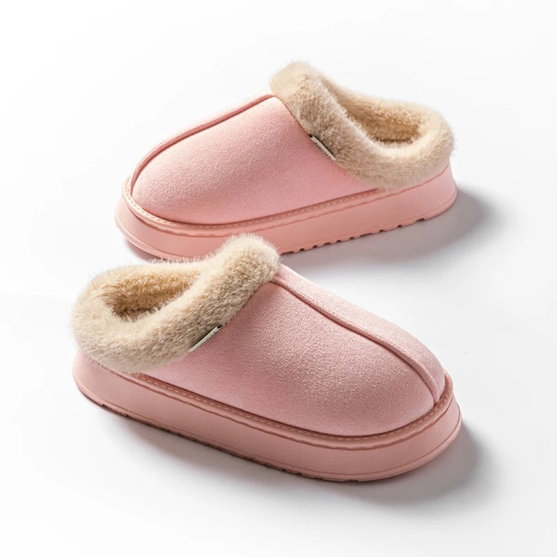 Warm women's slippers with thick, non-slip soles