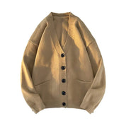 A men's knitted V-neck cardigan with buttons