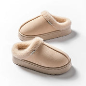 Warm women's slippers with thick, non-slip soles