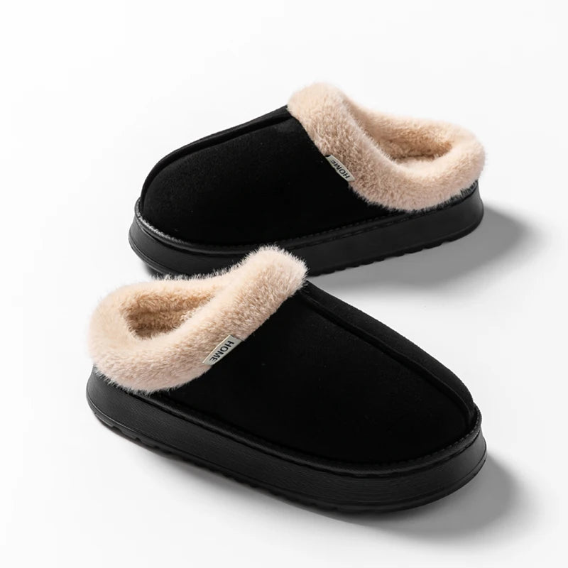Warm women's slippers with thick, non-slip soles