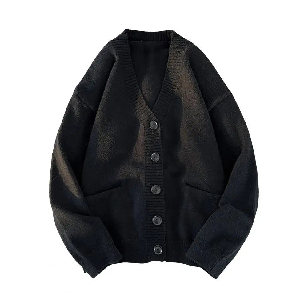 A men's knitted V-neck cardigan with buttons
