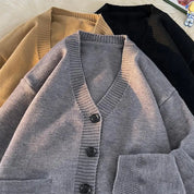 A men's knitted V-neck cardigan with buttons