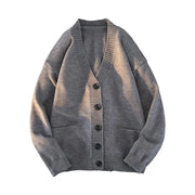 Men's knitted cardigan with V-neck and buttons
