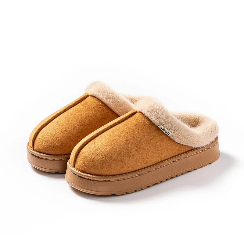 Warm women's slippers with thick, non-slip soles