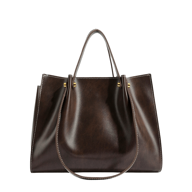 Dames Schoudertas – van Vegan Leer Ruim Elegant Model Donkerbruin / 32 x 13 x 25cm - AIDA LENA