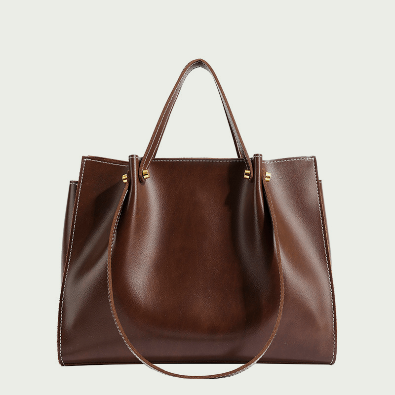 Dames Schoudertas – van Vegan Leer Ruim Elegant Model Bruin / 32 x 13 x 25cm - AIDA LENA
