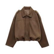 Dames Oversized Suède Jasje – Knoopsluiting met Relaxte Pasvorm Groen / XS - AIDA LENA
