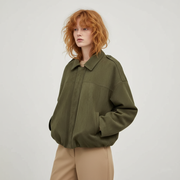 Women's Oversized Suede Jacket – Button Closure with Relaxed Fit