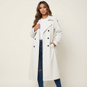 Dames Lange Trenchcoat – Elegante Pasvorm met Klassieke Revers - AIDA LENA