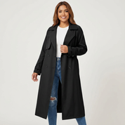 Dames Lange Trenchcoat – Elegante Pasvorm met Klassieke Revers - AIDA LENA