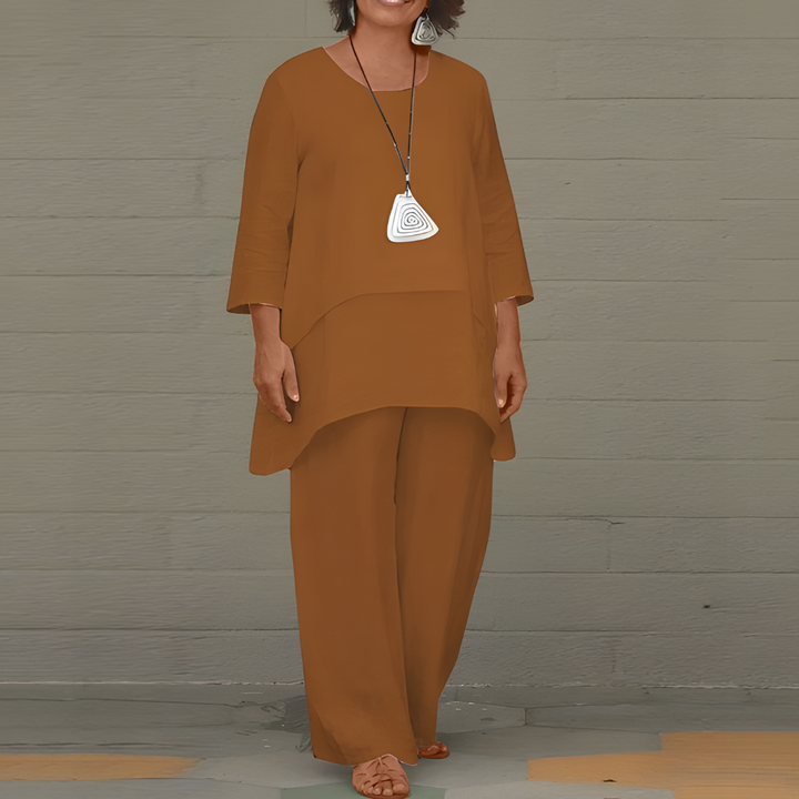 Dames 2-Delige Set – Losvallende Tuniek met Wijde Broek Blauw / S - AIDA LENA