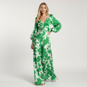 Dames Maxi Jurk – V-Hals met Soepelvallende Elegante Pasvorm - AIDA LENA