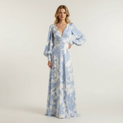 Dames Maxi Jurk – V-Hals met Soepelvallende Elegante Pasvorm - AIDA LENA
