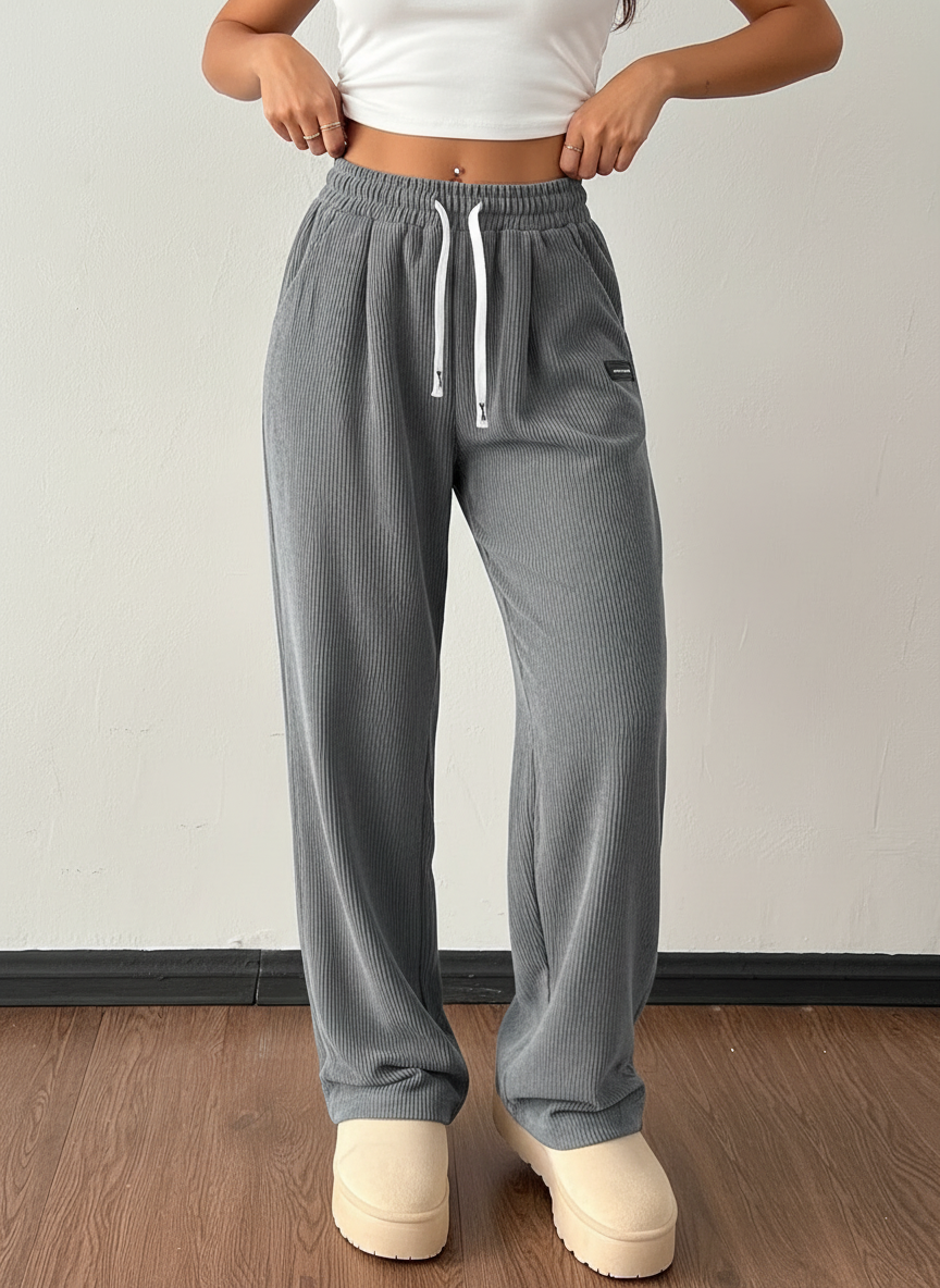 Dames Corduroy Jogger – Zachte Pasvorm met Elastische Taille Blauw / S - AIDA LENA