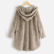 Zachte teddy fleece jas met capuchon dames – Selène Beige / S - AIDA LENA