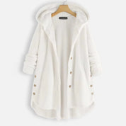 Zachte teddy fleece jas met capuchon dames – Selène Beige / S - AIDA LENA