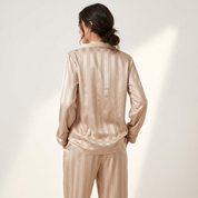 Dames Satijnen Pyjama Set – Gestreept Design met Zijdezachte Afwerking - AIDA LENA
