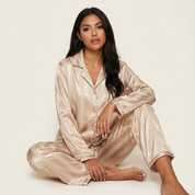 Dames Satijnen Pyjama Set – Gestreept Design met Zijdezachte Afwerking - AIDA LENA