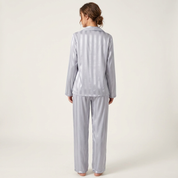 Dames Satijnen Pyjama Set – Gestreept Design met Zijdezachte Afwerking - AIDA LENA