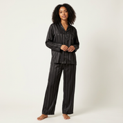 Dames Satijnen Pyjama Set – Gestreept Design met Zijdezachte Afwerking - AIDA LENA