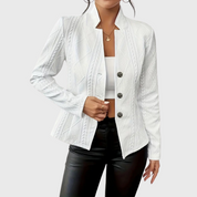 Women’s blazer with cable-knit pattern and stand-up collar