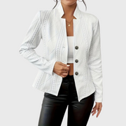 Women’s blazer with cable-knit pattern and stand-up collar