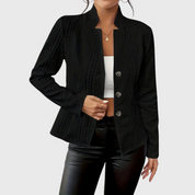 Women’s blazer with cable-knit pattern and stand-up collar