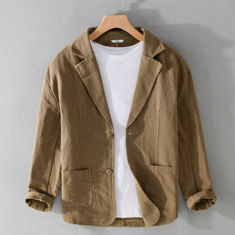Men's casual blazer with wide lapels and pockets