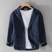 Men's casual blazer with wide lapels and pockets