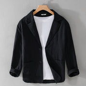 Men's casual blazer with wide lapels and pockets
