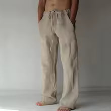 Broek heren relaxed fit met trekkoord en zijzakken