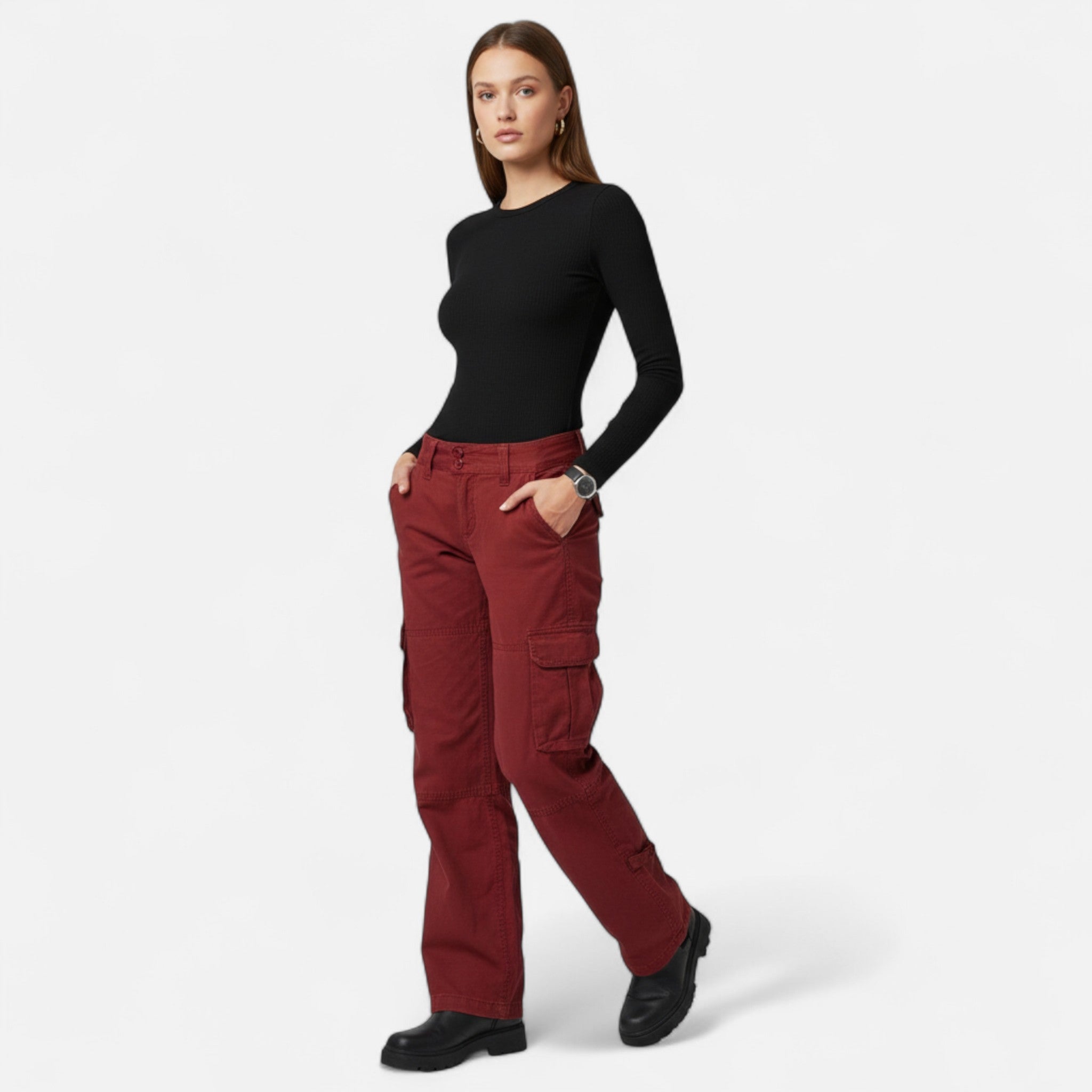 Cargobroek dames relaxed fit met cargozakken