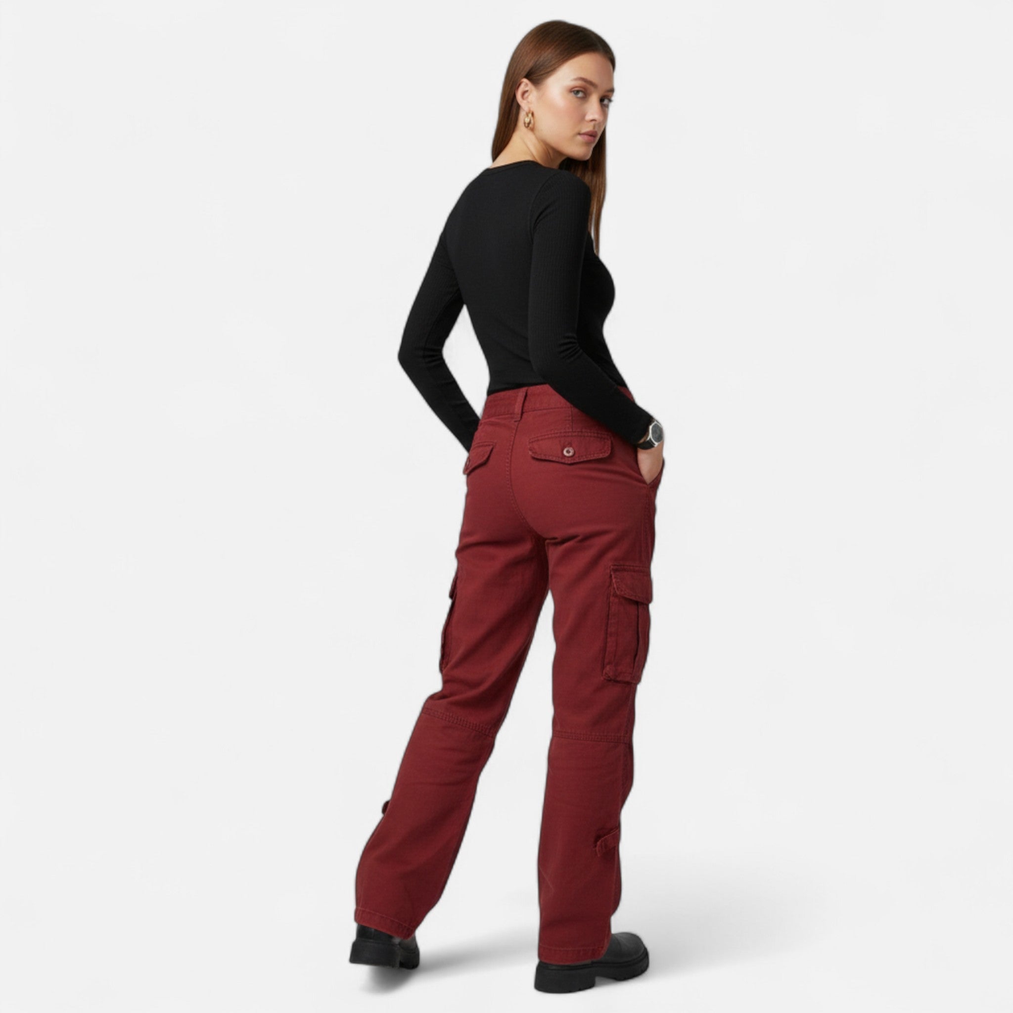 Cargobroek dames relaxed fit met cargozakken