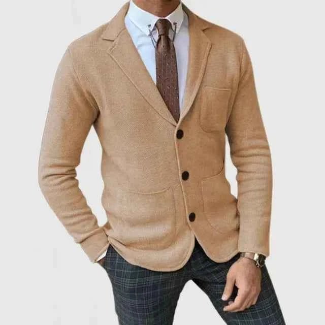Men's jumper-look robe with lapels and buttons
