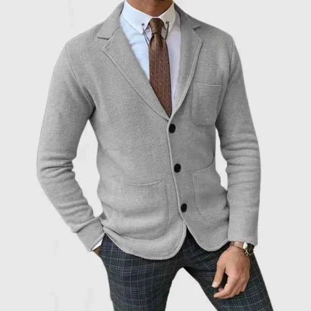 Men's jumper-look robe with lapels and buttons