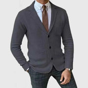 Men's jumper-look robe with lapels and buttons