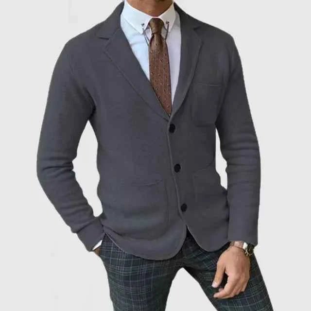 Men's jumper-look robe with lapels and buttons