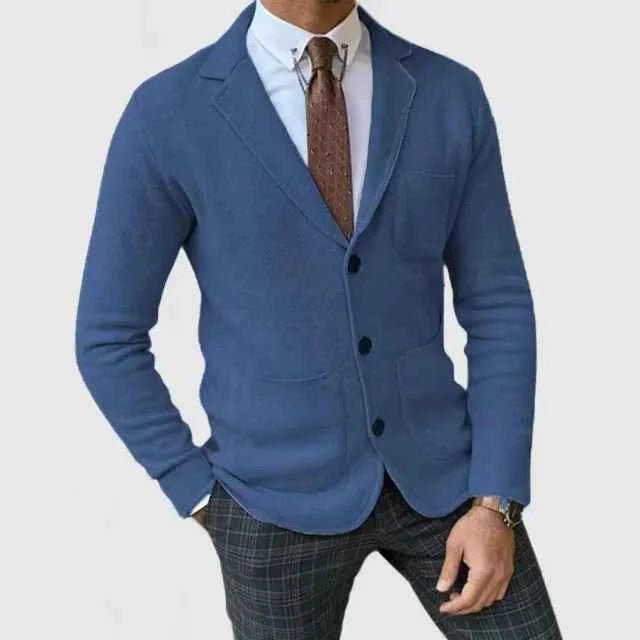 Men's jumper-look robe with lapels and buttons