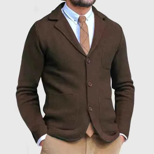 Men's jumper-look robe with lapels and buttons