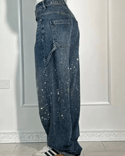 Flared broek dames retro met glitterglans