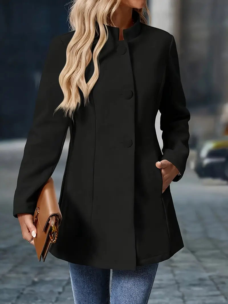 Long women’s collarless open-front blazer