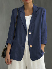 Women's loose-fit blazer with two buttons and roll-up sleeves