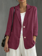 Women's loose-fit blazer with two buttons and roll-up sleeves